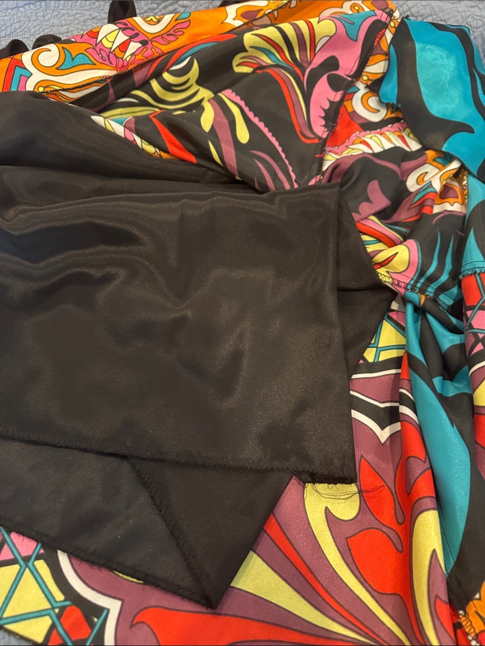 Cache Black Halter Top with Multicolor Abstract Wrap Skirt - Picture 10 of 12